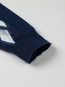 Manfinity Homme Men Argyle Pattern Button Front Cardigan - Blue and White - View 7