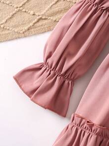 SHEIN 女小童荷葉袖荷葉邊洋裝 - 粉色 - 查看 5