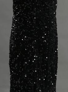 SHEIN Tween Girl Sequin Decor Floor Length Party Dress - Black - View 6