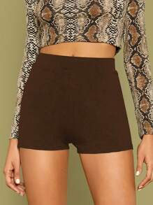 SHEIN Essnce Shorts biker unicolor - Café integral - Ver 1