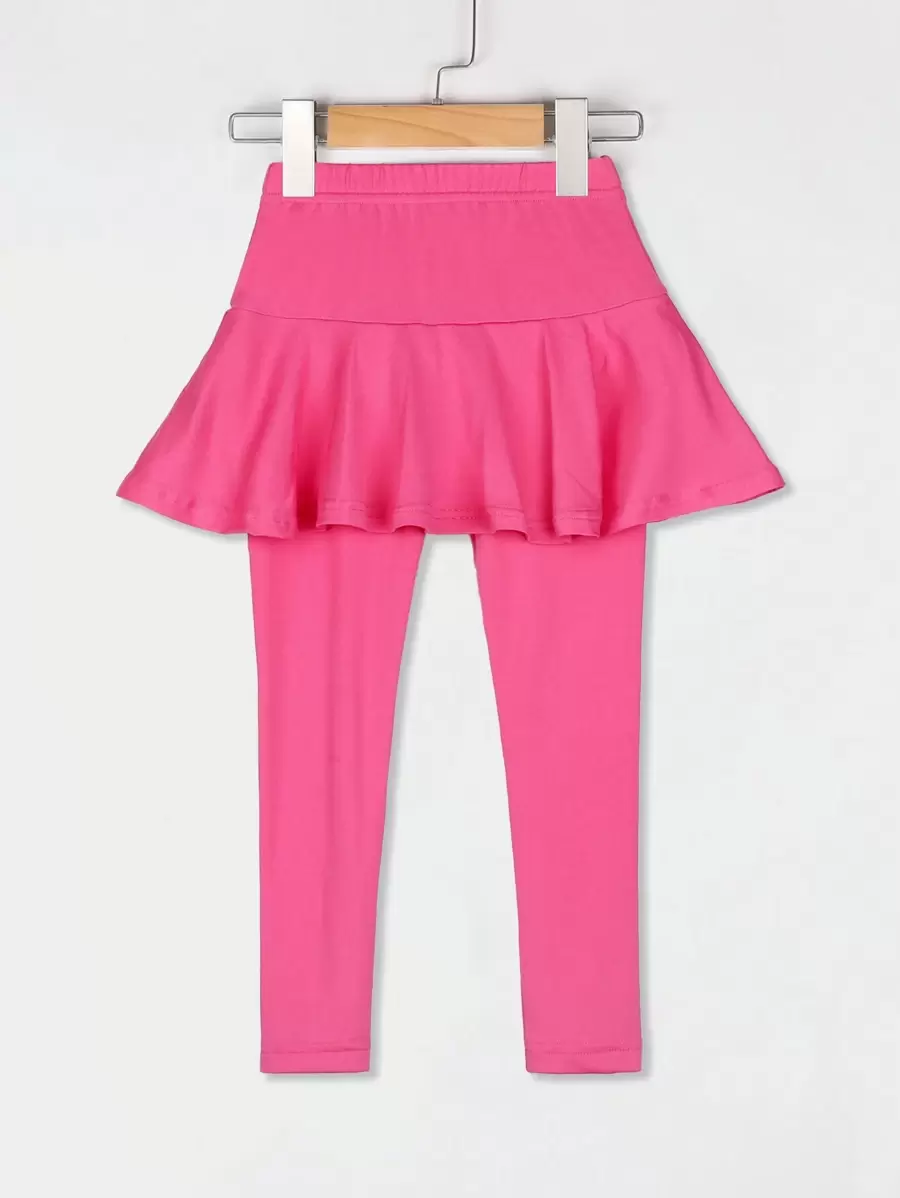 SHEIN 年轻女孩 2 合 1 连衣裙搭配紧身裤，纯淡粉色，甜美可爱风格，春秋季