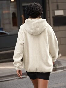 EURMUSE Zip Up Hooded Teddy Coat - Apricot - View 2