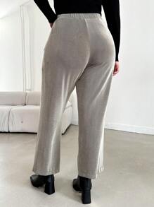 RueChic Plus Elastic Waist Slant Pocket Pants - Khaki - View 3