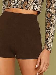 SHEIN Essnce Shorts biker unicolor - Café integral - Ver 5