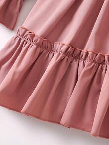 SHEIN 女小童荷葉袖荷葉邊洋裝 - 粉色 - 查看 4