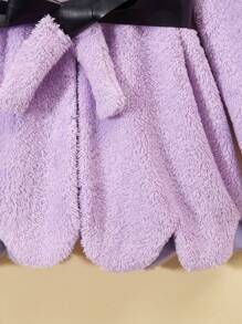 SHEIN Cô gái Tween 1 Miếng Chất rắn Thắt lưng áo có mũ Lông cừu áo - Màu tím - Xem 7