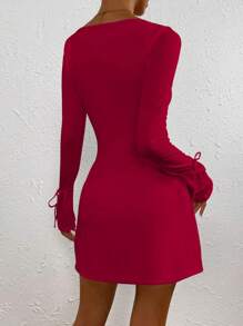 Chiquease Women Dresses - Burgundy - View 2