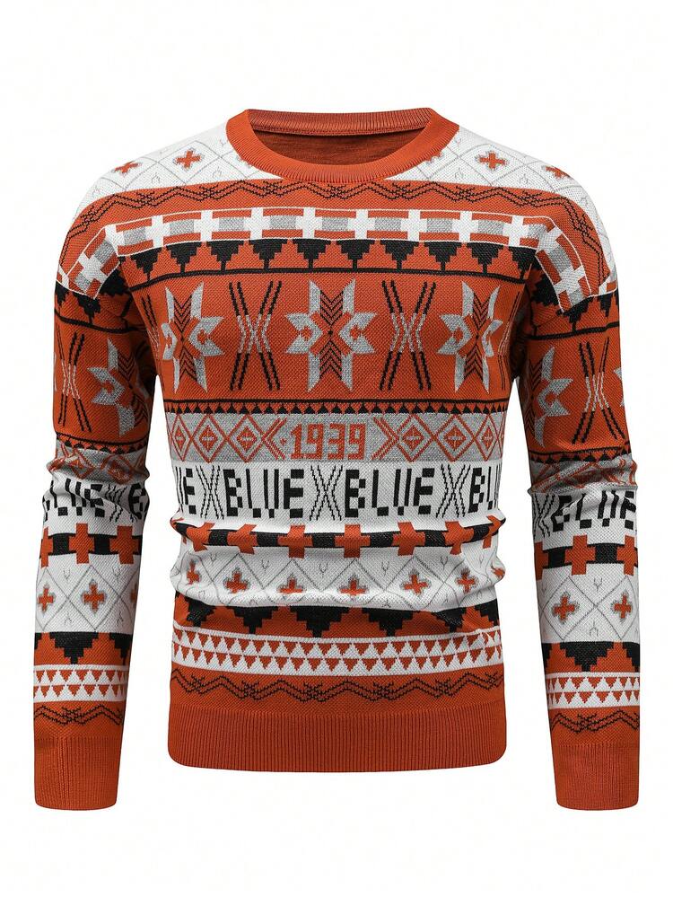 Men Geo Pattern Sweater