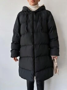 EURMUSE Dây kéo áo có mũ Áo khoác Phồng - màu đen - Xem 3