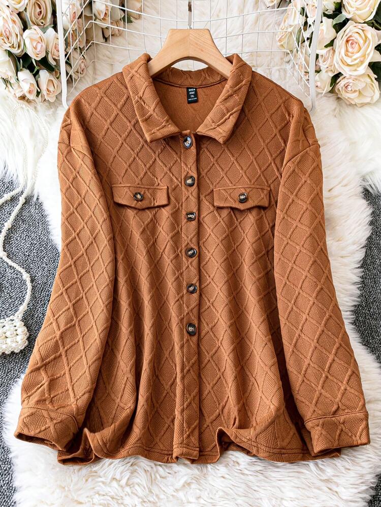 Plus Flap Detail Drop Shoulder Jacket