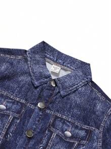 Tween Boy 1pc Denim-Effect Print Shirt - Blue - View 4