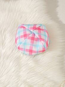 女嬰格紋印花荷葉邊前蝴蝶結花呢外套&帽 - 彩色 - 查看 3