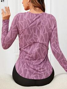 Easithlete 无缝插肩袖运动 T 恤健身上衣修身衬衫健身背心 - 紫色 - 查看 2