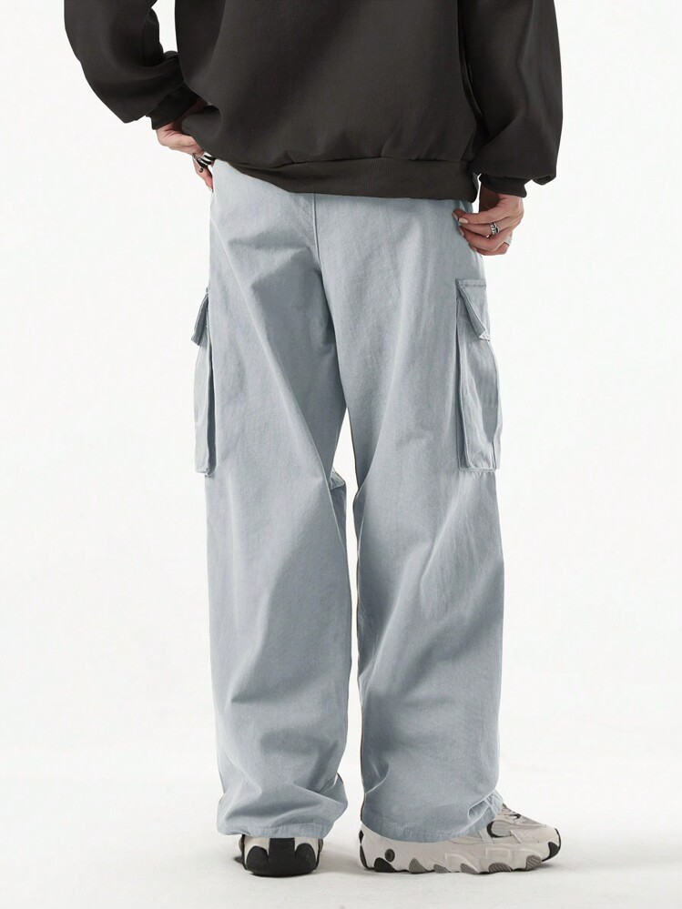 ROMWE Street Life سروال رجالي بجيوب رقعة جانبية وخ...