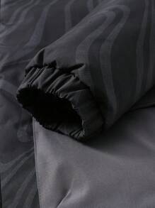 Manfinity Homme 1pc Loose Fit Men's Graphic Print Padded Coat With Flap Pockets And Raglan Sleeves - Black - View 5