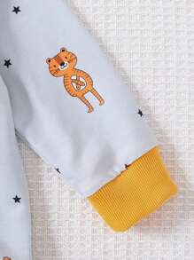 Bebé niño Mono con estampado de dibujos animados con diseño de oreja 3D 2 en 1 - Naranja - Ver 6