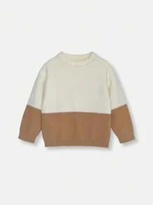 男小童雙色套頭毛衣 - 米色 - 查看 1