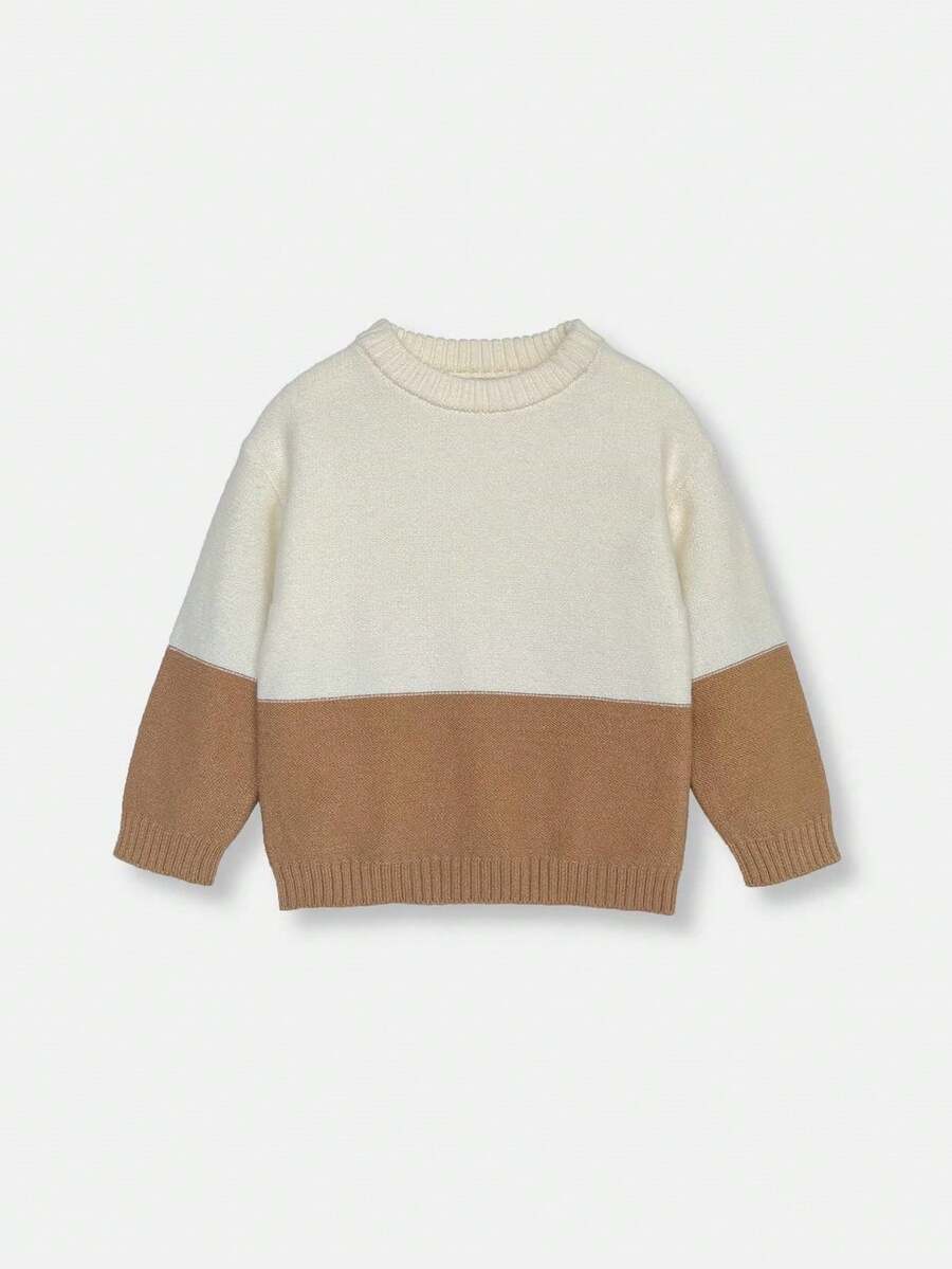 男小童雙色套頭毛衣 - 米色 - 查看 1