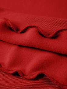 Manfinity 男士小鹿和字母圖案加絨內裏運動衫 - 酒紅色 - 查看 4