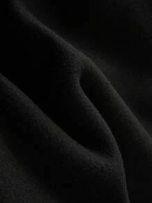 ROMWE MEN Goth Men Letter & Cross Print Drawstring Thermal Hoodie - Black - View 7