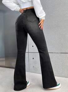 SHEIN EZwear Women's Solid Color Flared Jeans