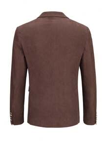Manfinity Mode Men 1pc Peak Lapel Single Button Cord Blazer - Coffee Brown - View 2