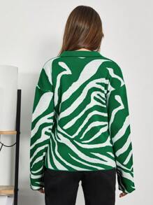 RueChic Ragazza Adolescente Maglione a righe zebra spalle cadenti