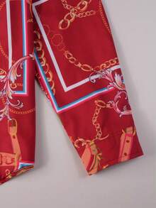 Manfinity Homme 男士鍊條印花長袖襯衫 - 紅色 - 查看 4