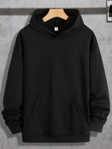 Manfinity EMRG Nam Lỏng lẻo phù hợp Lá thư In Hoodie Với Túi kangaroo - màu đen - Xem 3