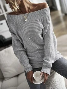 Off Shoulder Batwing Sleeve Sweater