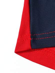 Manfinity Mode 男士撞色條紋飾邊POLO衫 - 藏蓝色 - 查看 4