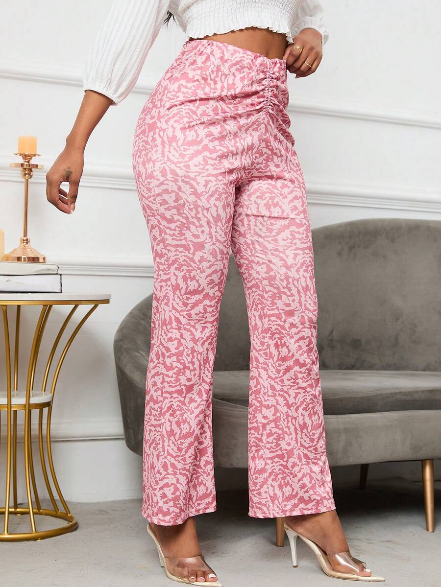 SHEIN Essnce In Toàn bộ Xù Quần ống loe - Hồng - Xem 1