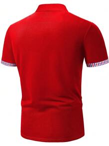 Manfinity Mode 男士撞色條紋飾邊POLO衫 - 藏蓝色 - 查看 2