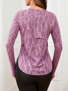 Easithlete 无缝插肩袖运动 T 恤健身上衣修身衬衫健身背心 - 紫色 - 查看 4