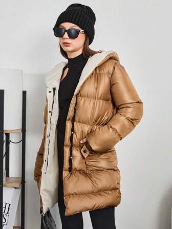 RueChic Teen Girl Dual Pocket Hooded Puffer Coat