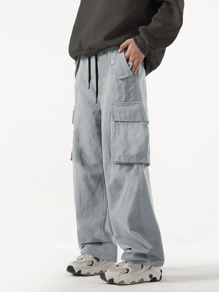 ROMWE Street Life سروال رجالي بجيوب رقعة جانبية وخ...