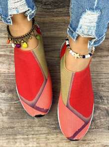 Color Block Slip-On Running Shoes, Multicolor Women's Athletic Shoes With Color Block Design - Multicolor - View 3