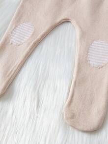 SHEIN New Born Baby Boy Cartoon Pattern Sweater & Knit Pants - Apricot - View 3