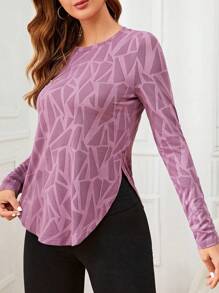 Easithlete 无缝插肩袖运动 T 恤健身上衣修身衬衫健身背心 - 紫色 - 查看 1