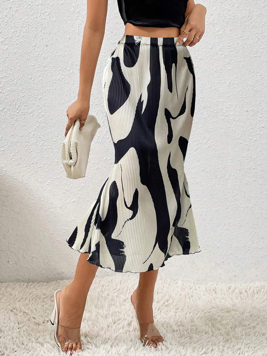 EMERY ROSE 圖案印花魚尾短裙