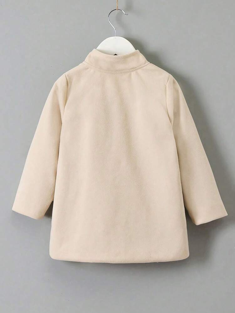 Young Girl Solid Button Front Overcoat