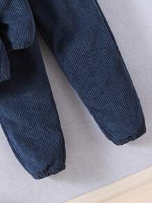 SHEIN Young Boy Letter Patched Detail Teddy Lined Hooded Jacket & Pants Without Tee
