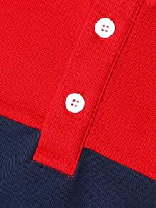 Manfinity Mode 男士撞色條紋飾邊POLO衫 - 藏蓝色 - 查看 5