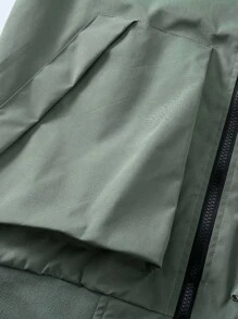 Manfinity Hypemode Men Letter Patched Zip Up Bomber Jacket Without Hoodie - Green - View 4