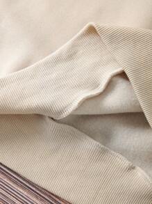 INAWLY Halloween Letter Graphic Thermal Lined Sweatshirt - Apricot - View 7