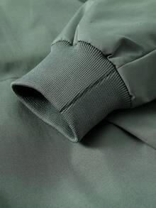 Manfinity Hypemode Men Letter Patched Zip Up Bomber Jacket Without Hoodie - Green - View 5