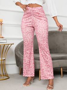 SHEIN Essnce In Toàn bộ Xù Quần ống loe - Hồng - Xem 4