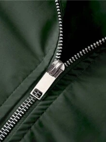 Manfinity Homme 男士拉鏈開襟飛行員夾克不帶T恤 - 軍綠色 - 查看 4