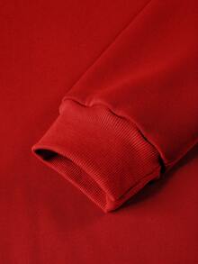 Manfinity 男士小鹿和字母圖案加絨內裏運動衫 - 酒紅色 - 查看 3