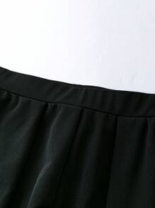 Celure Plus Solid Elastic Waist Straight Leg Pants - Black - View 3